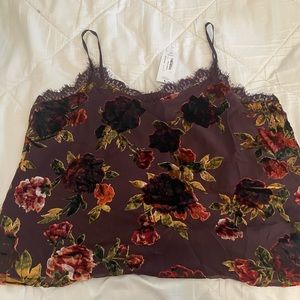 Eggplant velvet adjustable strap cami
